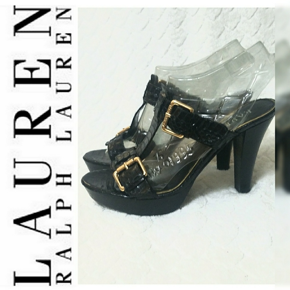 Sold 🇺🇸⚘Lauren Ralph Snakeskin Leather Sandals - Picture 1 of 7